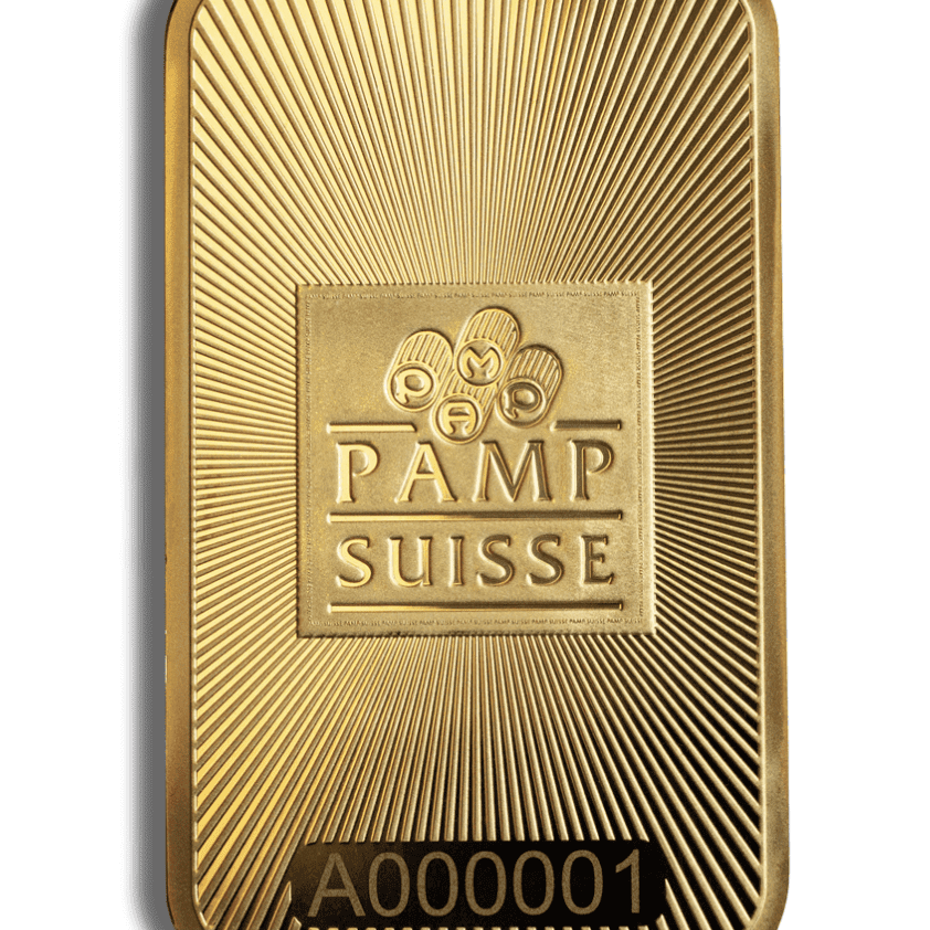 1 oz PAMP Suisse Gold Bar - .9999 Fine Gold with Assay Certification